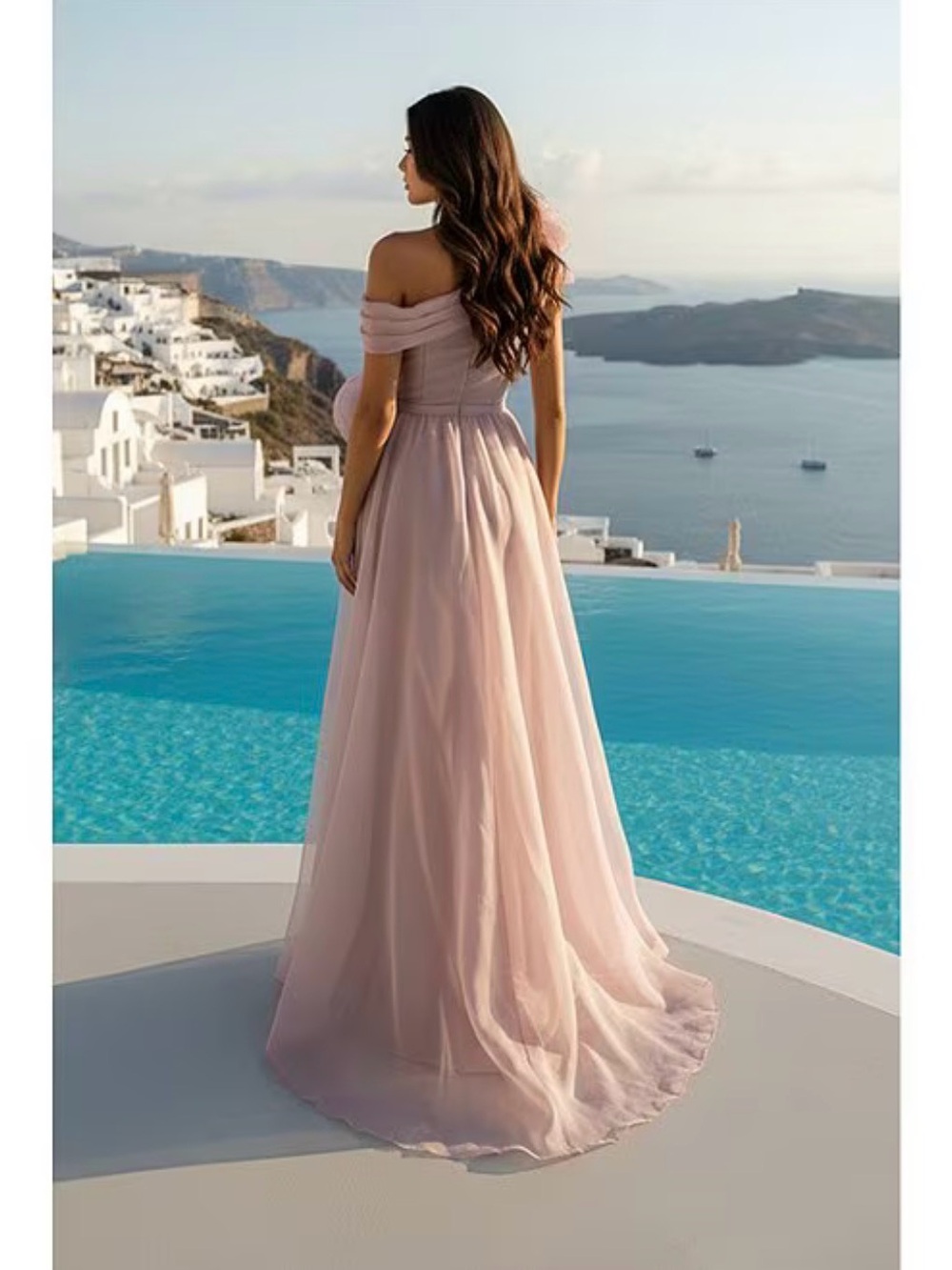 Terani Couture One-Shoulder Blush Pink Mermaid Gown with Rosette Detail - Picture 10 of 10
